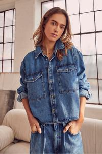 Короткая джинсовая рубашка Mint Velvet, синий