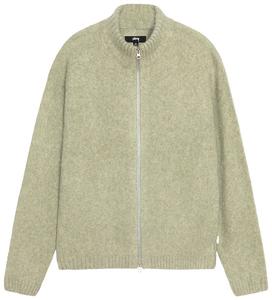 Свитер Stussy Full Zip Brushed Merino Sweater 'Sage', зеленый