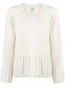 Кашемировый джемпер фактурной вязки Toteme, нейтральный