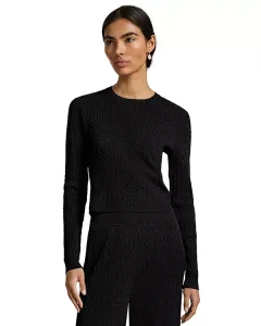 Укороченный мини-свитер с косами Ralph Lauren, черный