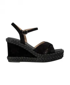 Плетеные туфли на танкетке с жемчугом Alma En Pena, черный