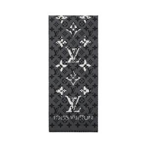 LOUIS VUITTON Шерстяной вязаный шарф унисекс, Black White