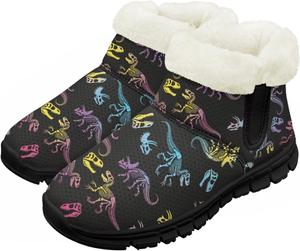 Pzuqiu Зимние детские ботинки для мальчиков и девочек, теплые походные ботинки с меховой подкладкой для улицы, теплые прогулочные ботинки, черная подошва