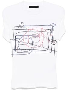 Футболка с принтом ALAINPAUL и эластичными бретелями, белый