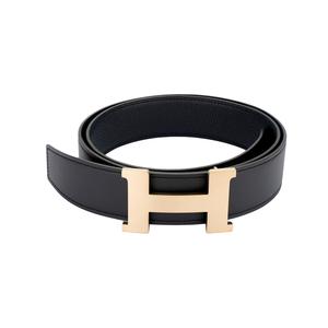 HERMES Мужской ремень из телячьей кожи черный шириной 3,8 см