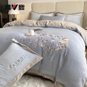 Yalu Комплект постельного белья 1,8 м, 4 предмета: пододеяльник 200х230 см, простыня, 2 наволочки, цвет Yujali-Blue Gray, утолщенный молочный вельвет