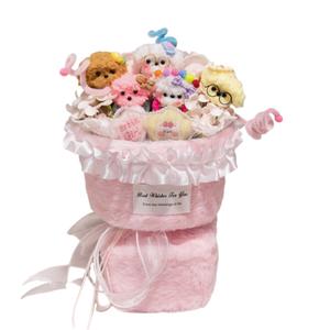 Креативная готовая игрушка Twisty Stick Puppy Bouquet Dolls плюшевая кукла высота 35см Love of wormwood, розовый