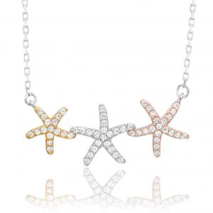 Ожерелье Suzy Levian из стерлингового серебра с белыми топазами и тремя цветовыми звездами Suzy Levian, Multi