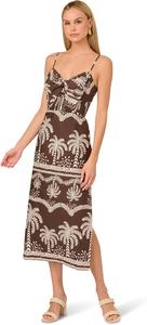 Платье Adrianna Papell Printed Maxi Dress, Brown/Ivory