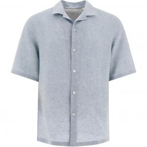 Рубашка с короткими рукавами на пуговицах Brunello Cucinelli, светлый синий