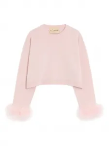 Кашемировый свитер с перьями Valentino Garavani, розовый