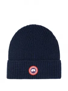 Шерстяная шапка в рубчик Canada Goose, синий