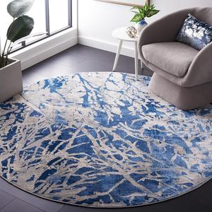 Ковер SAFAVIEH, 201 x 201 см, Jasper Collection, круглый, Navy & Ivory, современный абстрактный дизайн, не линяет и прост в уходе, идеален для помещений с высокой проходимостью в гостиной, спальне (JSP136N)