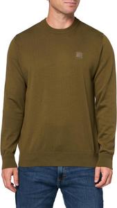 BOSS Мужской свитер из хлопковой смеси с квадратным логотипом, Burnt Olive
