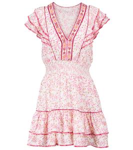 Мини-платье с цветочным принтом Камила Poupette St Barth, Pink Cerise