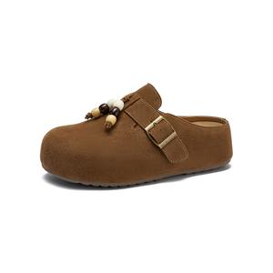 Женские сандалии с закрытым носком, резиновой подошвой, металлической бахромой, устойчивые к запахам и истиранию JOSINY, Camel (Heel Height 6Cm)