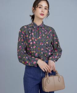 Блузка с оборками и принтом в виде срезанных роз Suite, цвет Pink 5[512]