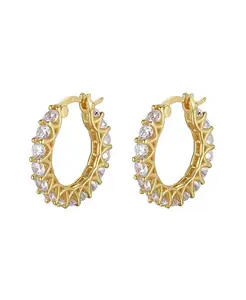 Золотые серьги-кольца Huggie Hoop, украшенные сверкающими кубическими цирконами Hollywood Sensation, gold