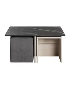 Современный журнальный столик Haley 37,4 дюйма с пуфом Manhattan Comfort, white/black