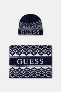 Шапка и шарф с шерстью Guess, темно-синий