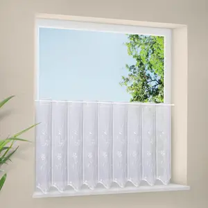 Герстерская панельная штора «Арина», (1 шт.), Вышивка Бистро с вышивкой цветами Gerster, белый