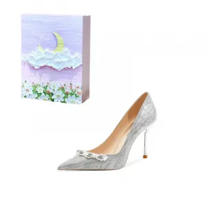ROBINHOOD Серебристо-фиолетовые лунные галактические туфли на шпильке для женщин, цвет Silver Purple Moon Galaxy Box