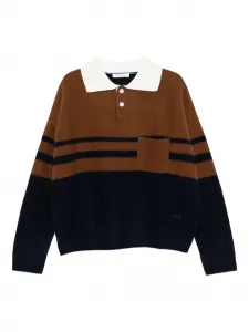 Полосатый свитер с воротником-поло Wales Bonner, коричневый