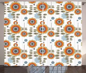 Красно-коричневая штора в деревенском стиле ABAKUHAUS, абстрактный цветочный узор с лепестками, присборенная штора для спальни с петлями и крючками, 280 x 245 см, разноцветная Abakuhaus