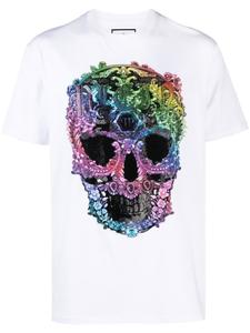 Philipp Plein футболка с декором Skull и стразами, белый