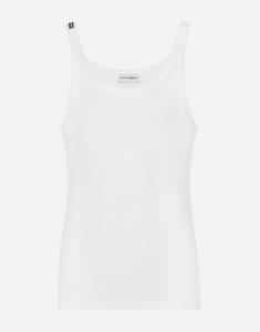 Майка из хлопка в мелкий рубчик Dolce & Gabbana, белый