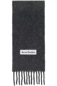 Acne Studios Серый шерстяной шарф с бахромой