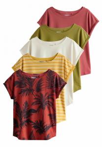 Футболка Next REGULAR FIT, Pink/Green/White/Yellow Stripe Palm Print/Pink