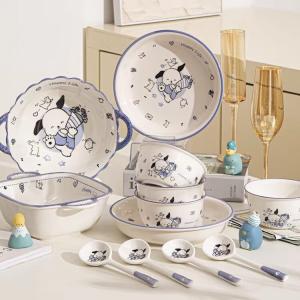 Набор посуды Ceramics с милыми мультяшными принтами, 6 предметов для двоих