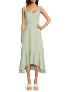 Платье с цветочным принтом и завязками, асимметричное Lea & Viola, цвет Green Floral