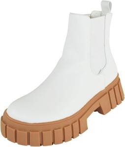Женские ботильоны Berness Chelsea на массивной подошве с эластичными сторонами, без застежки, на платформе CAMILA, White