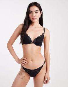 Бюстгальтер Lyra Satin с глубоким вырезом и легкими подушечками, черный цвет Dorina