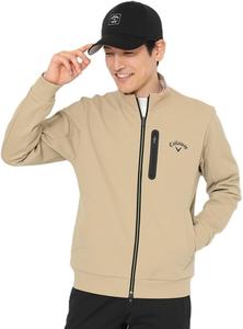 Мужская толстовка Callaway C25217101 Anytime, двойная вязка Kanoko, застежка-молния по всей длине, спортивная, для гольфа, бежевый