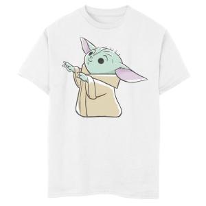 Футболка с мультяшным рисунком для мальчиков 8–20 лет, «Звездные войны, Мандалорец, ребенок, он же Малыш Йода, тянется вверх» Star Wars, белый