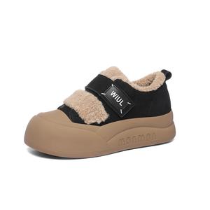 Теплые, мягкие, износостойкие, увеличивающие рост, низкие повседневные туфли для женщин Golden Silk Rabbit, Black