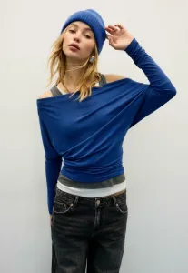 Топ с длинными рукавами Stradivarius, Metallic Blue