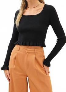 Топ с длинными рукавами и мини-оборками, черный Idem Ditto, черный