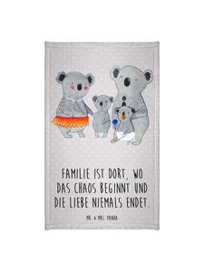 Mr. & Mrs. Panda Полотенце с изображением семейства коал и надписью, пастельно-серый цвет