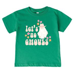 Футболка с короткими рукавами и рисунком Let's Go Ghouls Ghost для малышей The Juniper Shop, цвет Kelly