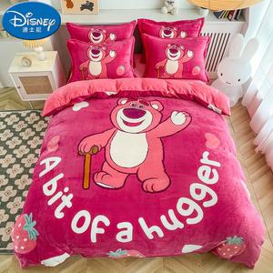 Disney Комплект постельного белья 4 предмета, 180x220 см, мягкий и комфортный, Strawberry Bear