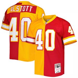 Мужская футболка Mitchell & Ness Mike Alstott оранжево-красная Tampa Bay Buccaneers 1996 Split Legacy Replica Jersey