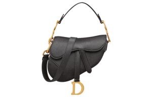 Седловая сумка из зернистой телячьей кожи, через плечо, кросс-боди, миниатюрная женская сумка черного цвета DIOR