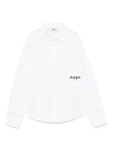 MSGM Kids рубашка с логотипом, белый