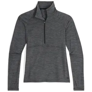 Alpine Onset Merino 150 Полузастёгивающаяся Базовая Футболка Outdoor Research, Black Heather