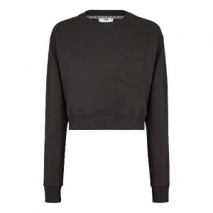 Худи (WMNS) FENDI SS21 Solid Color Knit Short Sports Hoodie Black