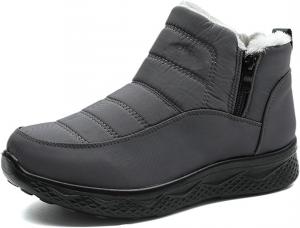 Зимние ботинки для женщин с теплым мехом, водонепроницаемые слипоны на щиколотку, удобные теплые зимние туфли для женщин Generic, Grey